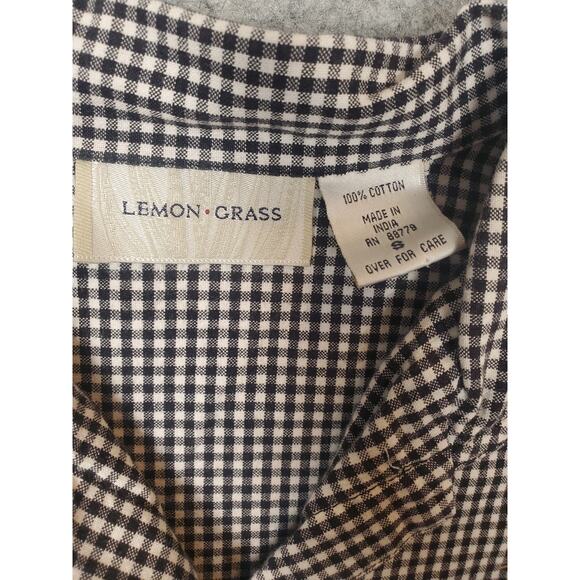 Lemon Grass Women's Small Black & White Check Button Up Christmas Theme Blouse - Picture 3 of 8